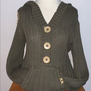 Forest Green Hooded Project E Vintage Knit Sweater